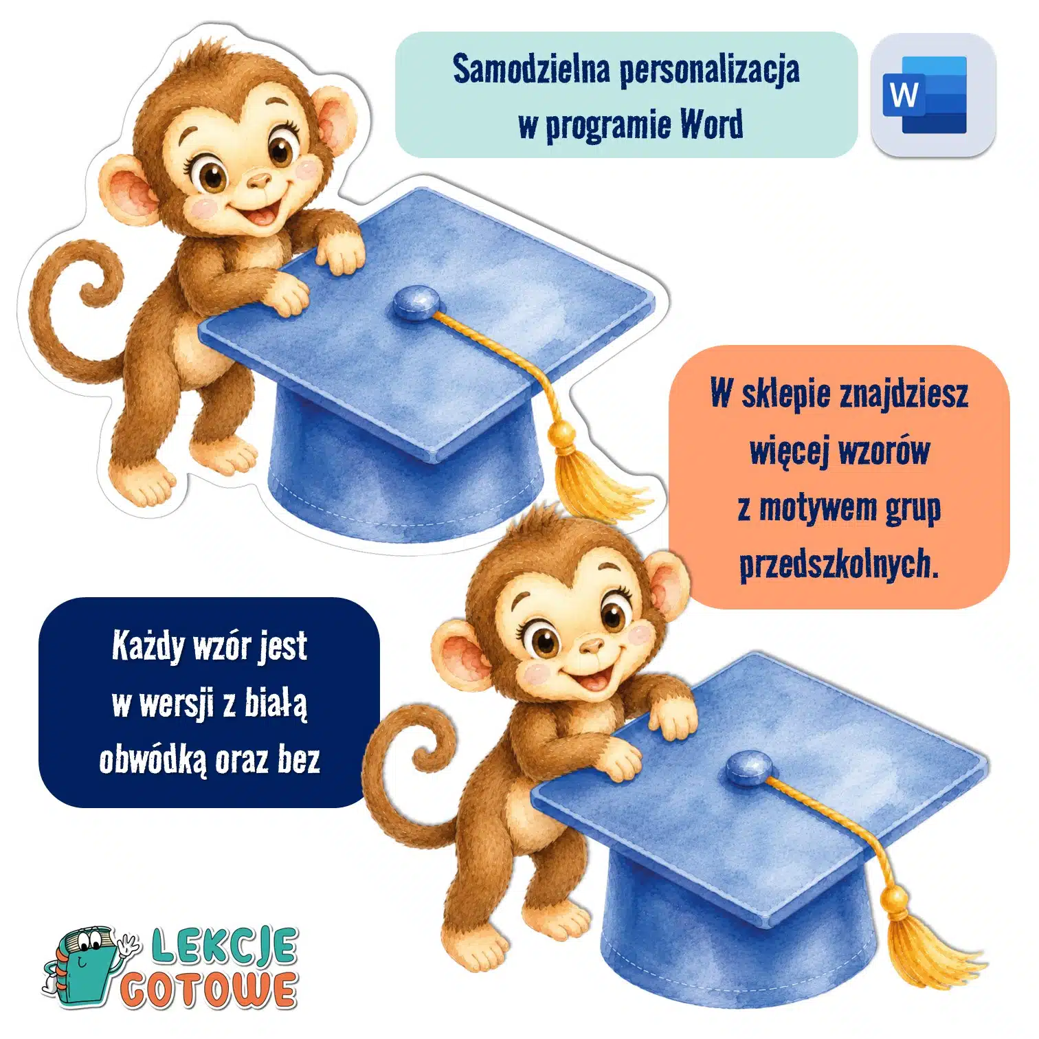 biret dla grupy przedszkolnej pdf dyplomy dyplom zakończenie roku przedszkole dla dzieci lwiątka małpy małpki