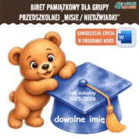 biret dla grupy przedszkolnej pdf dyplomy dyplom zakończenie roku przedszkole dla dzieci misie misiaczki niedźwiedzie niedźwiadki