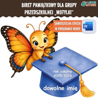 biret dla grupy przedszkolnej pdf dyplomy dyplom zakończenie roku przedszkole dla dzieci motyle motylki