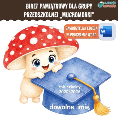 biret dla grupy przedszkolnej pdf dyplomy dyplom zakończenie roku przedszkole dla dzieci jagódki muchomorki muchomory