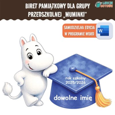biret dla grupy przedszkolnej pdf dyplomy dyplom zakończenie roku przedszkole dla dzieci muminki