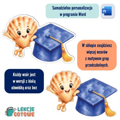 biret dla grupy przedszkolnej pdf dyplomy dyplom zakończenie roku przedszkole dla dzieci muszle muszelki