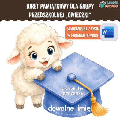 biret dla grupy przedszkolnej pdf dyplomy dyplom zakończenie roku przedszkole dla dzieci owce owieczki