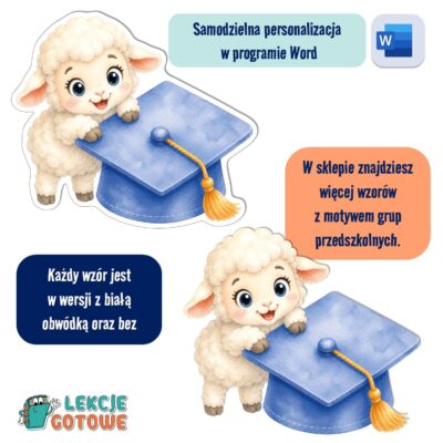 biret dla grupy przedszkolnej pdf dyplomy dyplom zakończenie roku przedszkole dla dzieci owce owieczki