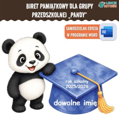 biret dla grupy przedszkolnej pdf dyplomy dyplom zakończenie roku przedszkole dla dzieci pandy pandzie