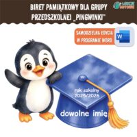 biret dla grupy przedszkolnej pdf dyplomy dyplom zakończenie roku przedszkole dla dzieci pingwinki pingwiny