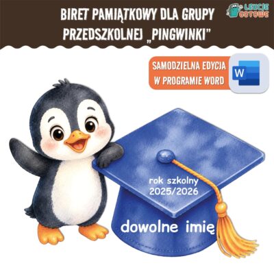 biret dla grupy przedszkolnej pdf dyplomy dyplom zakończenie roku przedszkole dla dzieci pingwinki pingwiny