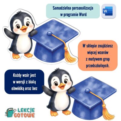 biret dla grupy przedszkolnej pdf dyplomy dyplom zakończenie roku przedszkole dla dzieci pingwinki pingwiny