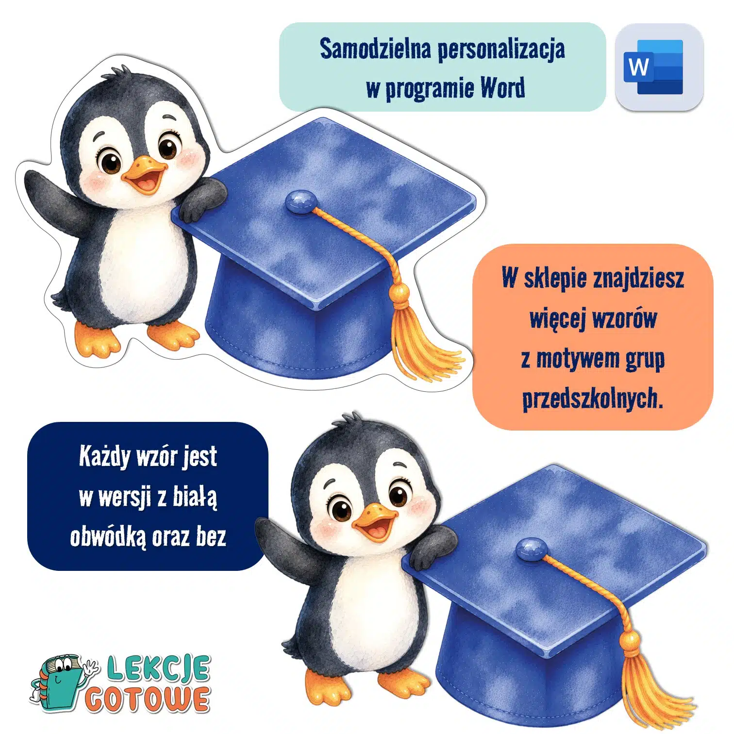 biret dla grupy przedszkolnej pdf dyplomy dyplom zakończenie roku przedszkole dla dzieci pingwinki pingwiny