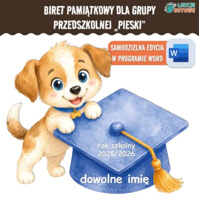 biret dla grupy przedszkolnej pdf dyplomy dyplom zakończenie roku przedszkole dla dzieci jagódki psy pieski