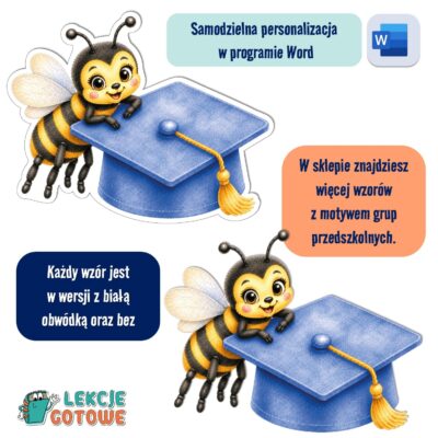biret dla grupy przedszkolnej pdf dyplomy dyplom zakończenie roku przedszkole dla dzieci pszczółki pszczoły