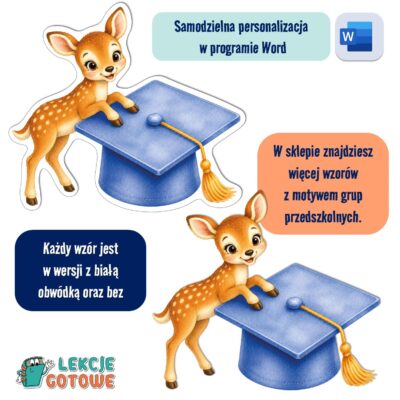biret dla grupy przedszkolnej pdf dyplomy dyplom zakończenie roku przedszkole dla dzieci sarny sarenki