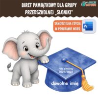 biret dla grupy przedszkolnej pdf dyplomy dyplom zakończenie roku przedszkole dla dzieci słonie słoniki