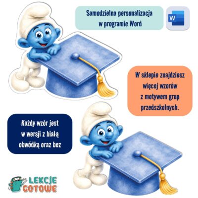 biret dla grupy przedszkolnej pdf dyplomy dyplom zakończenie roku przedszkole dla dzieci smerfy smerfusie