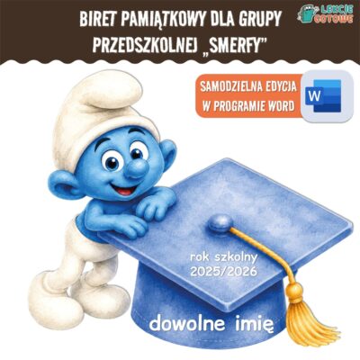 biret dla grupy przedszkolnej pdf dyplomy dyplom zakończenie roku przedszkole dla dzieci smerfy smerfusie