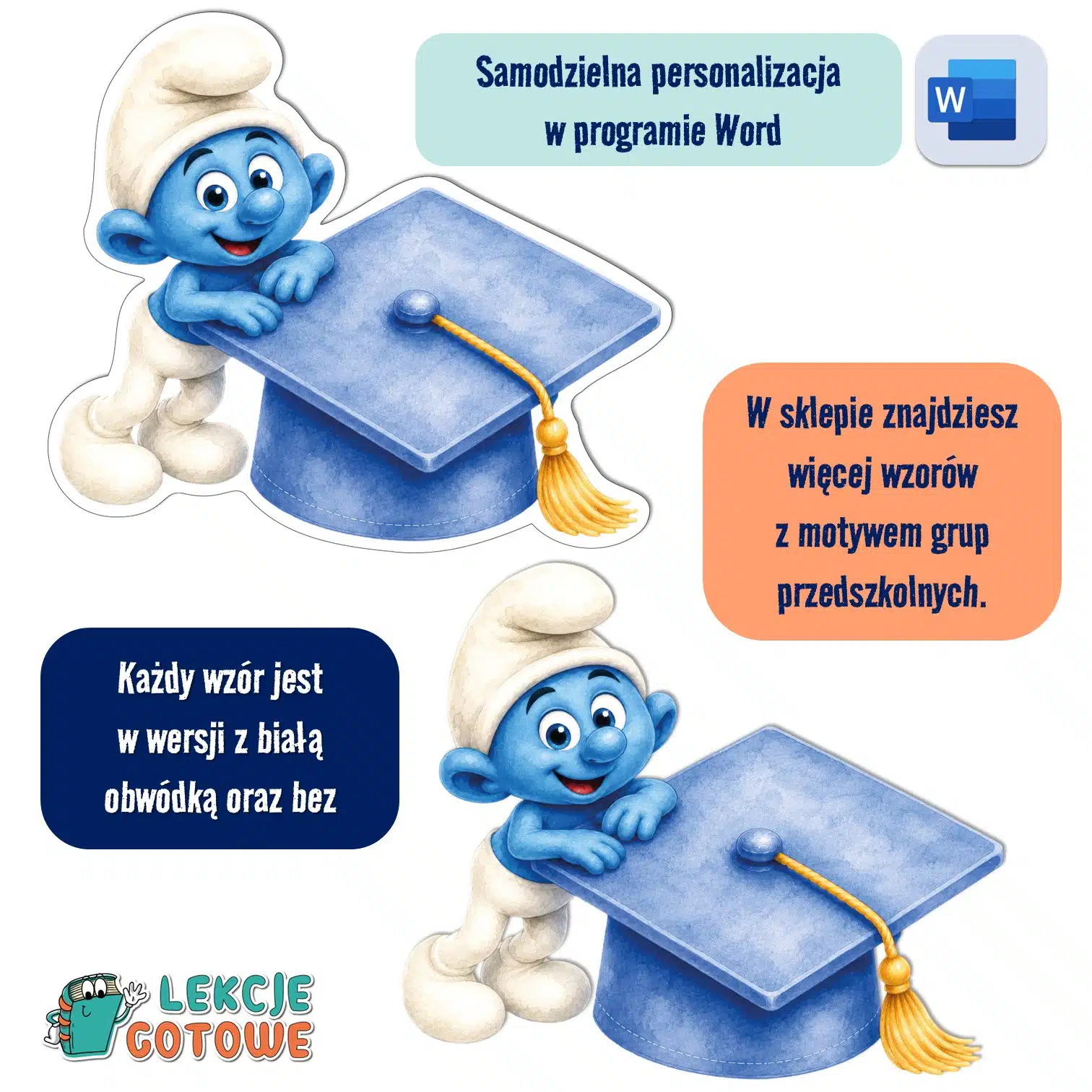 biret dla grupy przedszkolnej pdf dyplomy dyplom zakończenie roku przedszkole dla dzieci smerfy smerfusie