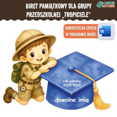 biret dla grupy przedszkolnej pdf dyplomy dyplom zakończenie roku przedszkole dla dzieci tropiciele