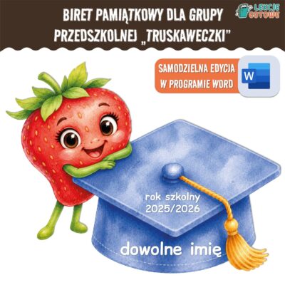 biret dla grupy przedszkolnej pdf dyplomy dyplom zakończenie roku przedszkole dla dzieci truskawki truskaweczki