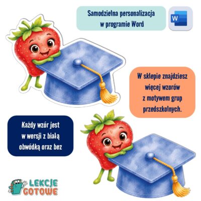 biret dla grupy przedszkolnej pdf dyplomy dyplom zakończenie roku przedszkole dla dzieci truskawki truskaweczki