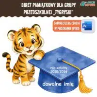 biret dla grupy przedszkolnej pdf dyplomy dyplom zakończenie roku przedszkole dla dzieci tygryski tygrysy