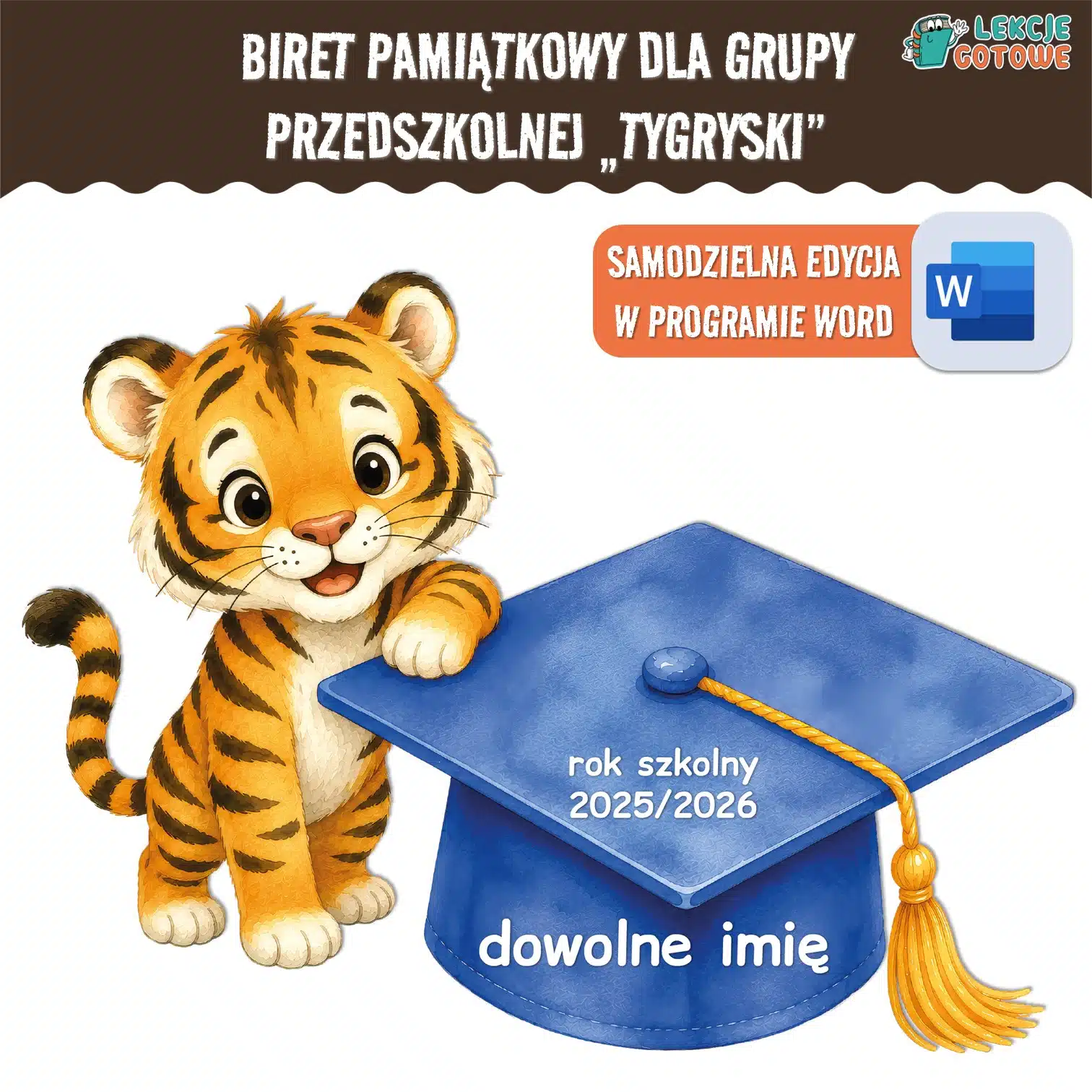 biret dla grupy przedszkolnej pdf dyplomy dyplom zakończenie roku przedszkole dla dzieci tygryski tygrysy