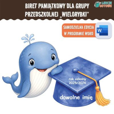 biret dla grupy przedszkolnej pdf dyplomy dyplom zakończenie roku przedszkole dla dzieci wielorybki