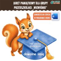 biret dla grupy przedszkolnej pdf dyplomy dyplom zakończenie roku przedszkole dla dzieci jagódki wiewiórki wiewióreczki