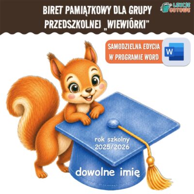 biret dla grupy przedszkolnej pdf dyplomy dyplom zakończenie roku przedszkole dla dzieci jagódki wiewiórki wiewióreczki