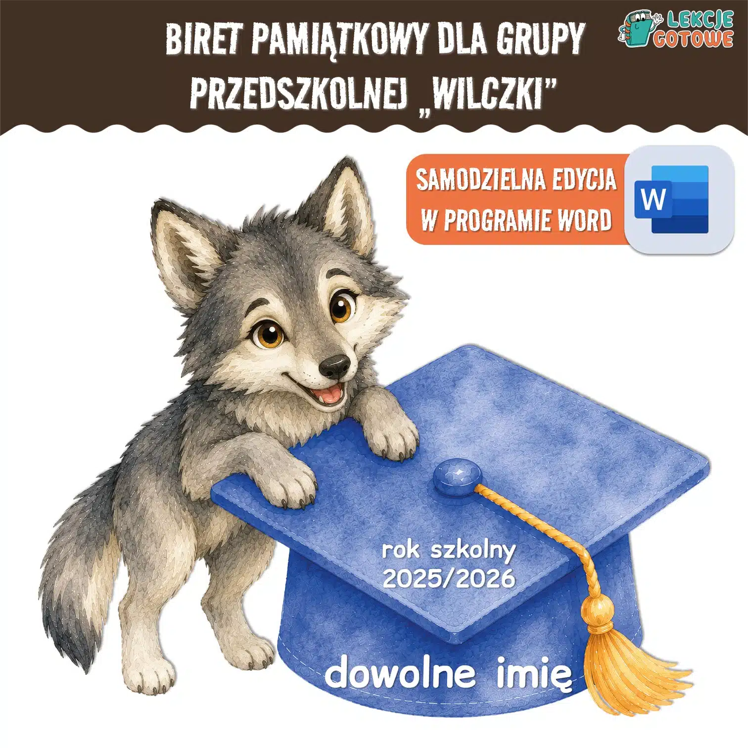 biret dla grupy przedszkolnej pdf dyplomy dyplom zakończenie roku przedszkole dla dzieci wilki wilczki