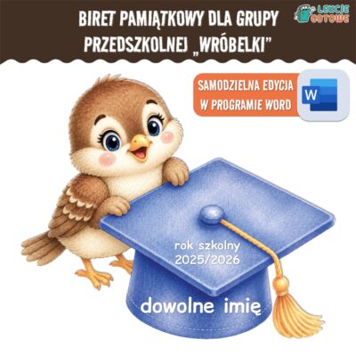 biret dla grupy przedszkolnej pdf dyplomy dyplom zakończenie roku przedszkole dla dzieci jagódki wróble wróbelki