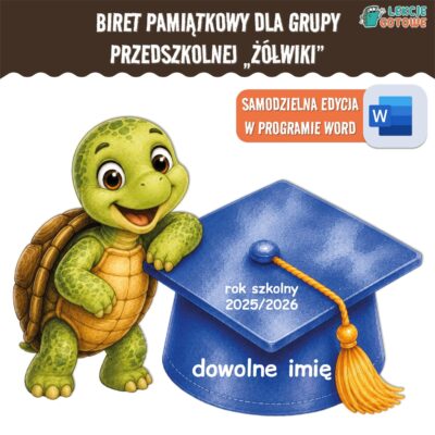 biret dla grupy przedszkolnej pdf dyplomy dyplom zakończenie roku przedszkole dla dzieci żółwie żółwiki