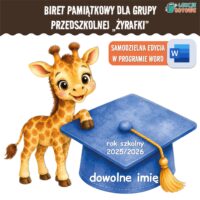 biret dla grupy przedszkolnej pdf dyplomy dyplom zakończenie roku przedszkole dla dzieci żyrafy żyrafki
