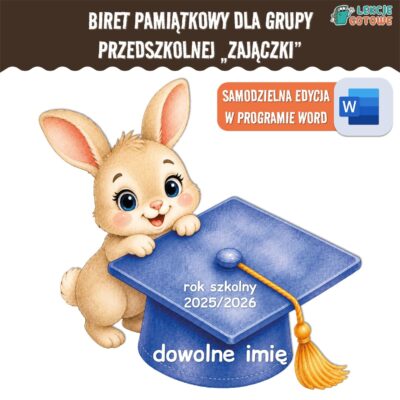 biret dla grupy przedszkolnej zajączki zające króliczki pdf dyplomy dyplom zakończenie roku przedszkole dla dzieci