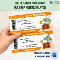 Bilety dla grup przedszkolnych karty pokładowe do następnej klasy pdf do edycji word upominki dla dzieci zakończenie roku szkolnego prezenty dla dzieci upominki przedszkole