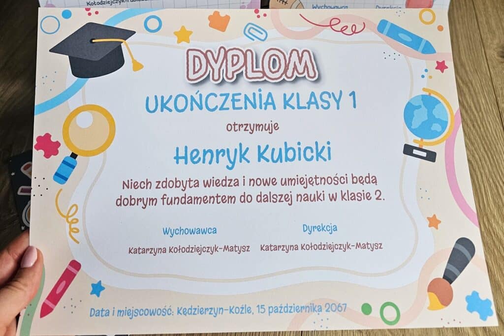 Dyplomy na zakończenie roku szkolnego dla edukacji wczesnoszkolnej