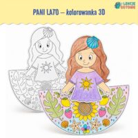 pani lato kolorowanka 3d wycinanka praca plastyczna przestrzenna dla dzieci pomysły wakacje do druku pdf
