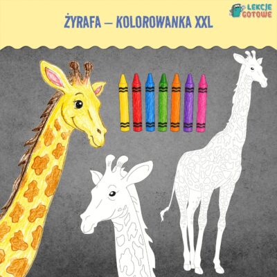 żyrafa dzień żyrafy kolorowanka wielkoformatowa xxl pdf do druku wycinanki kolorowanki motoryka mała grafomotoryka dla dzieci pomoce dydaktyczne