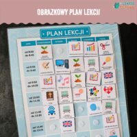 Obrazkowy plan lekcji na rzepy tablica ikony pomoce wizualne aac autyzm przedmioty szkolne do druku pdf