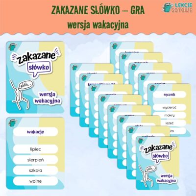 zakazane słówko taboo gra do druku pomysły na zajęcia czerwcowe dla dzieci wersja wakacyjna wakacje