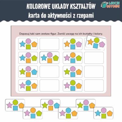 Kolorowe układy karta aktywności z rzepami do lamibooka