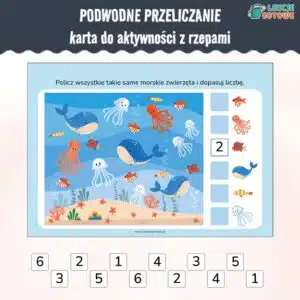 podwodne przeliczanie karta aktywności z rzepami do książeczki