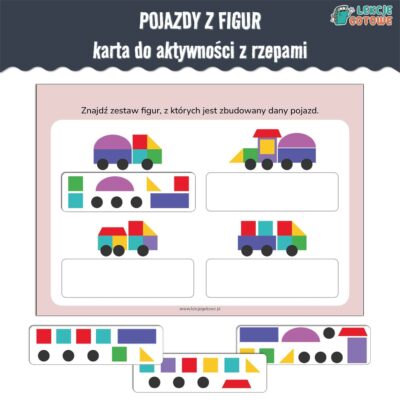 Pojazdy z figur karta aktywności z rzepami do lamibooka