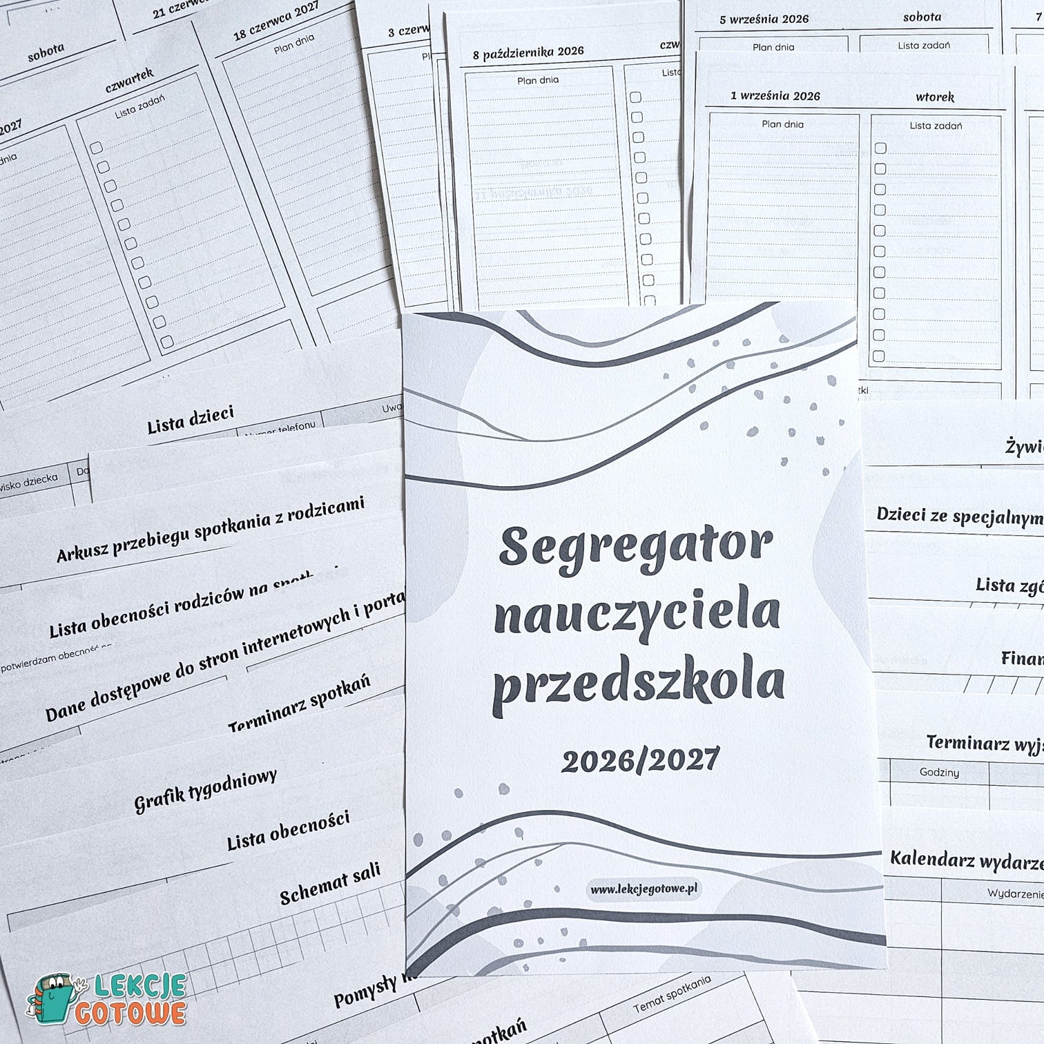 Segregator nauczyciela przedszkola - kalendarz i grafik