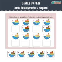 Statek do pary karta aktywności z rzepami do lamibooka