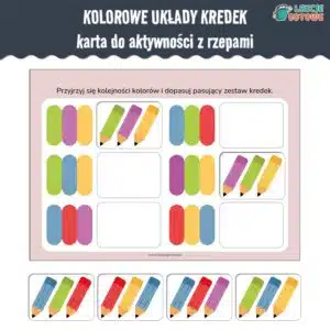 kolorowe układy kredek karta aktywności z rzepami do lamibooka