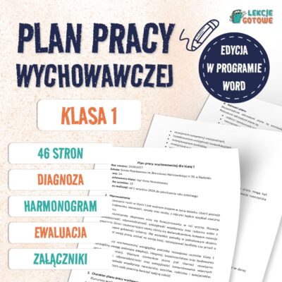 Plan pracy wychowawczej dla klasy 1 - 46 stron do edycji