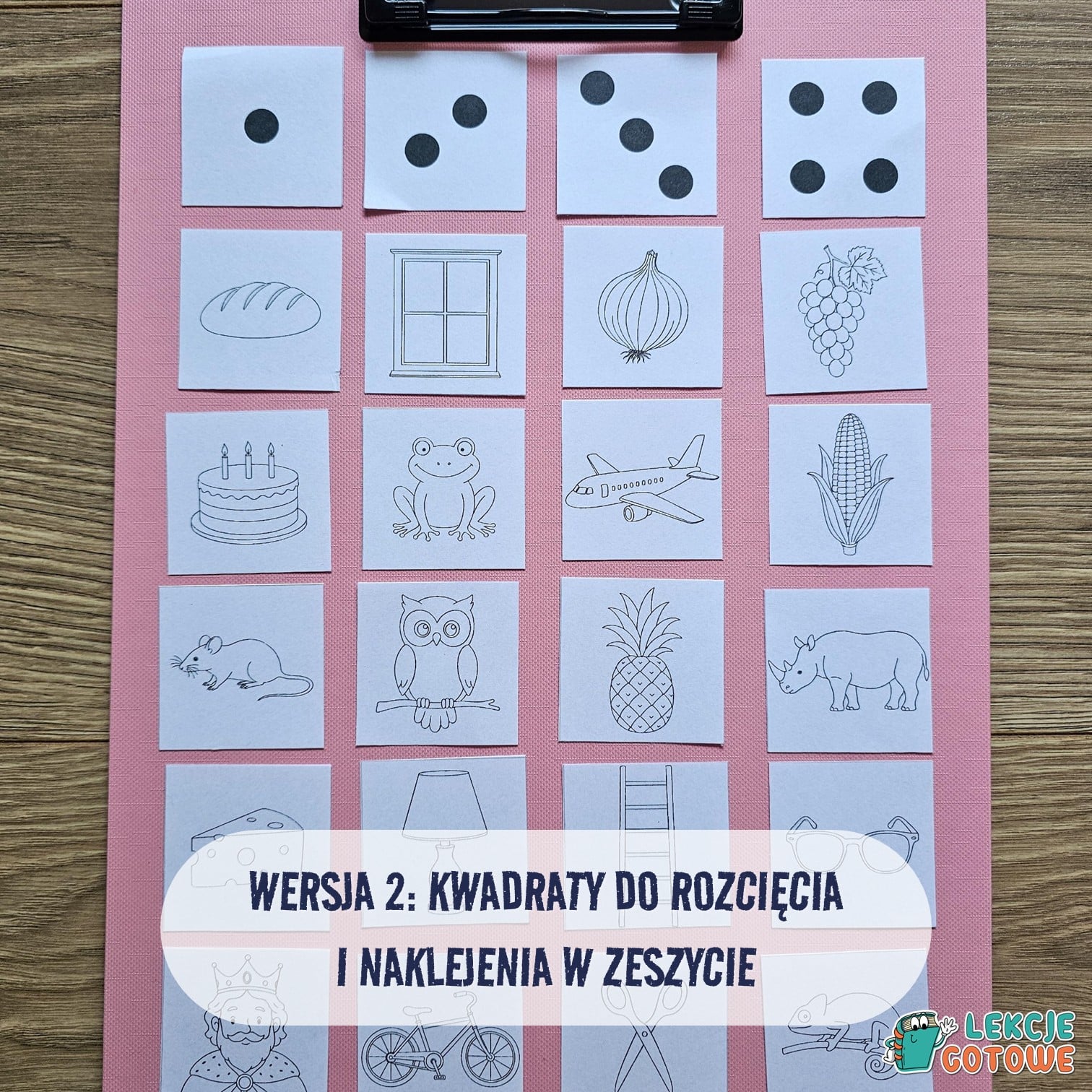 Przeliczanie sylab w wyrazach kwadraty do wycięcia i wklejenia do zeszytu