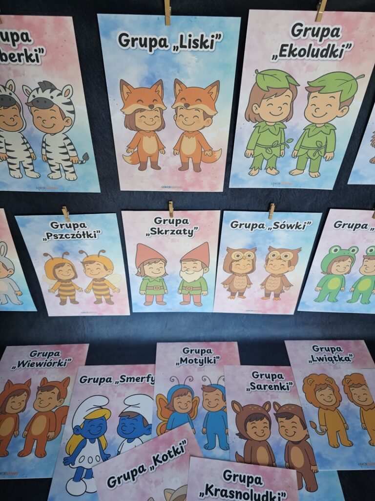 pakiety grupowe z motywem grup przedszkolnych do druku
