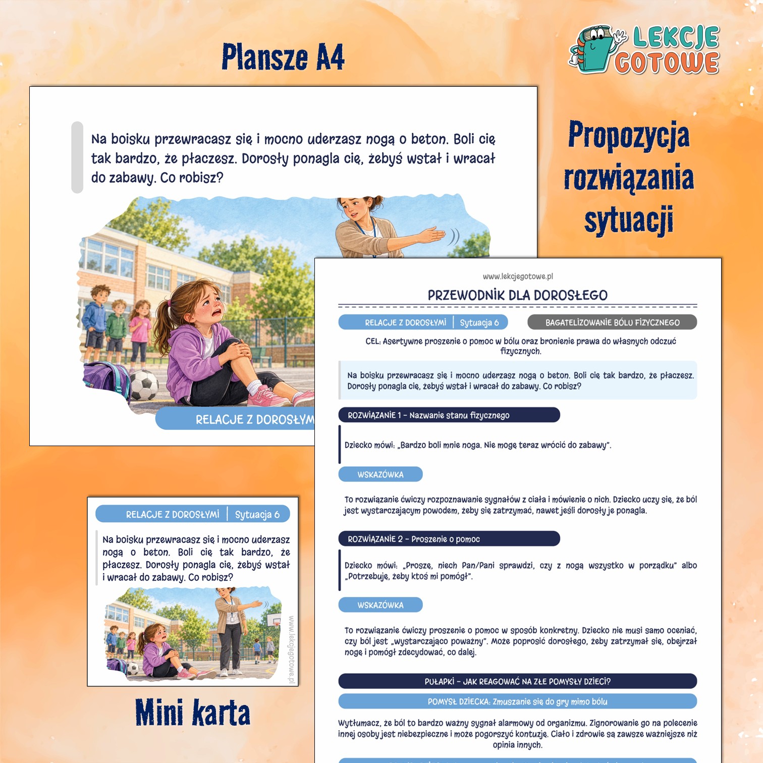 karty sytuacyjne relacje z dorosłymi pakiet materiałów mini karty przewodnik dla dorosłego i plansze
